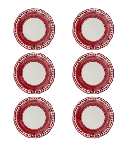 Ensemble de 6 Assiettes à Dessert Rouges de la Collection Vietri - Wftb