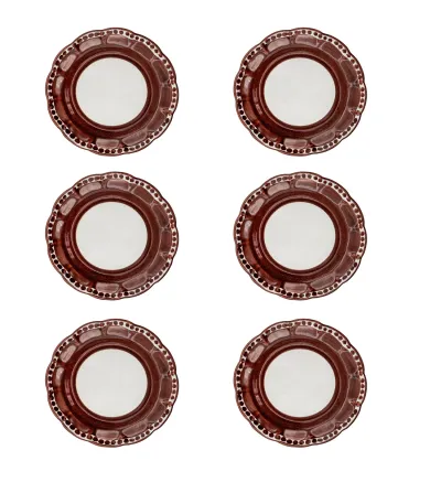 Ensemble de 6 Assiettes à Dessert Marron de la Collection...