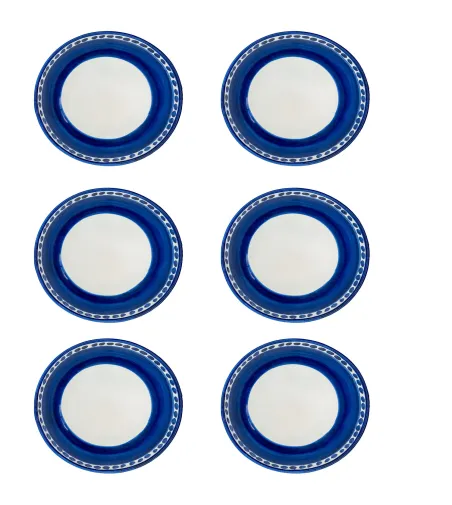 Wftb - Set of 6 Blue Large Bowls from the Vietri Collection