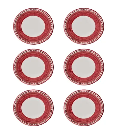 Wftb - Set of 6 Red Large Bowls from the Vietri Collection