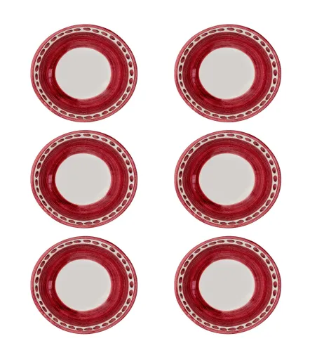 Juego de 6 Cuencos Medianos Rojos de la Colección Vietri - Wftb
