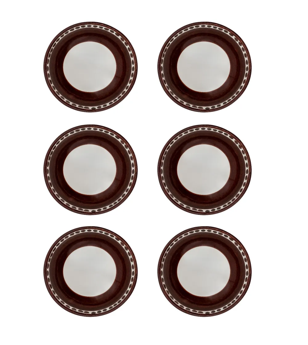 Wftb - Set of 6 Brown Medium Bowls...