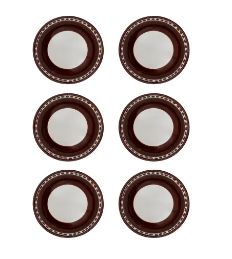 Wftb - Set of 6 Brown Medium Bowls from the Vietri Collection