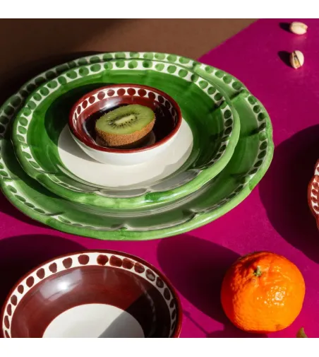 Wftb - Set of 6 Brown Medium Bowls from the Vietri Collection