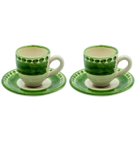 Ensemble de 2 Tasses à Café Vertes de la Collection Vietri - Wftb