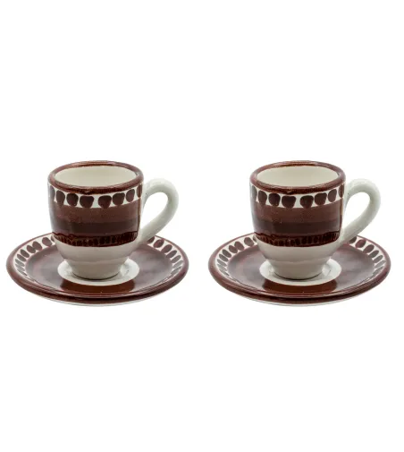 Wftb - Set of 2 Brown Coffee Cups from the Vietri Collection
