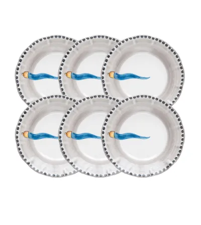 Wftb - Set mit 6 Speiseteller mit hellblauem Horn