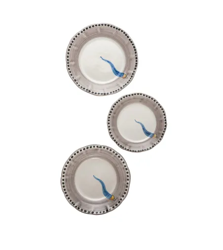 Wftb - Set mit 6 Speiseteller mit hellblauem Horn