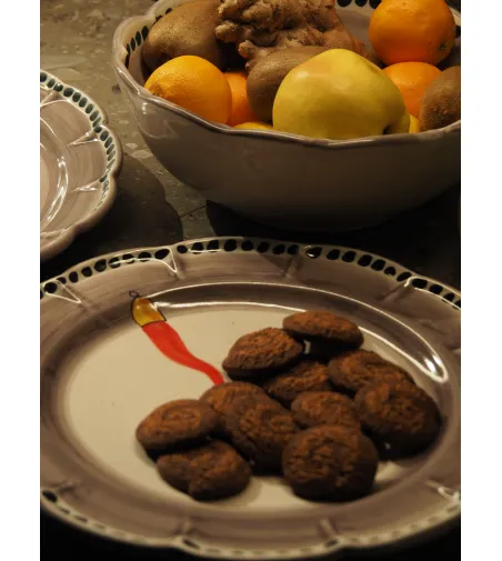 Wftb - Set of 6 Dinner Plates with Red Horn