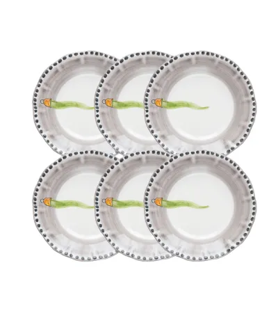 Ensemble de 6 Assiettes Plates avec Corne Verte - Wftb