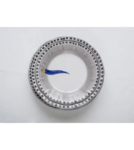 Set 6 Piatti Piani con Corno Blu - Wftb