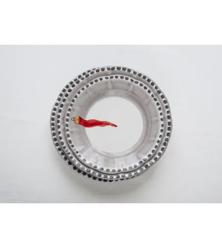 Juego de 6 Platos Llanos con Cuerno Rojo - Wftb
