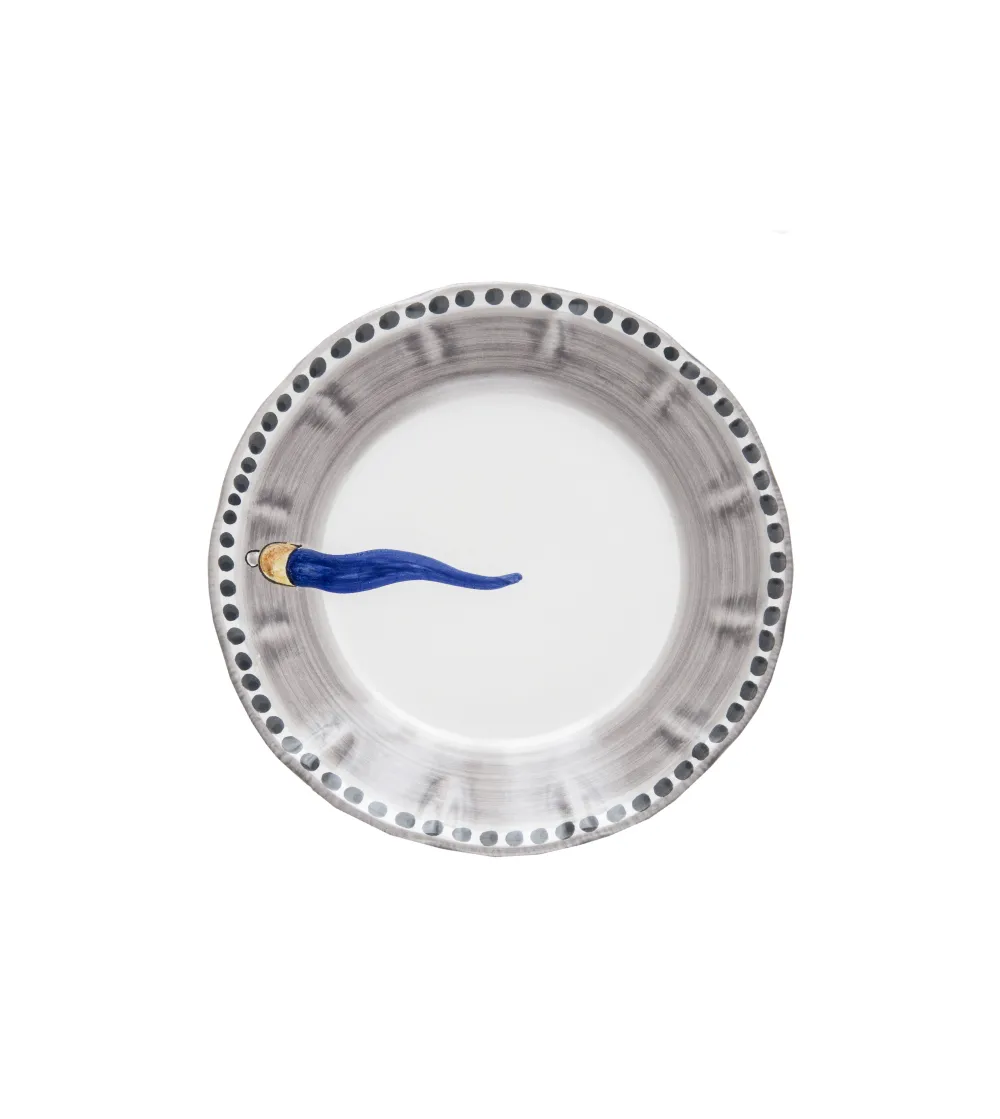 Set 6 Piatti Piani con Corno Blu - Wftb