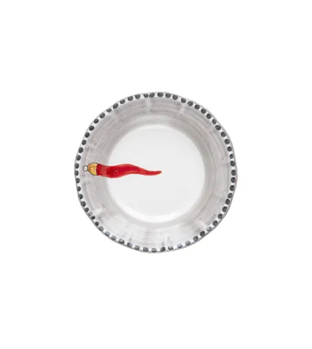 Wftb - Set of 6 Soup Plates with Red Horn