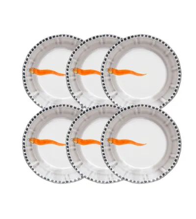 Wftb - Set mit 6 Suppenteller mit orangefarbenem Horn