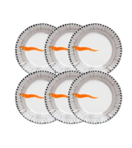 Juego de 6 Platos Hondos con Cuerno Naranja - Wftb
