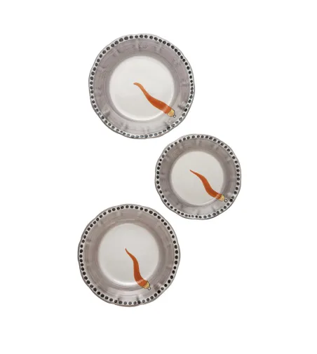 Ensemble de 6 Assiettes Creuses avec Corne Orange - Wftb