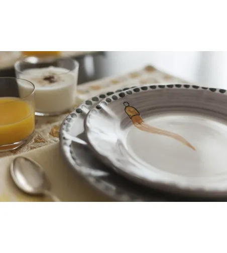 Ensemble de 6 Assiettes Creuses avec Corne Orange - Wftb