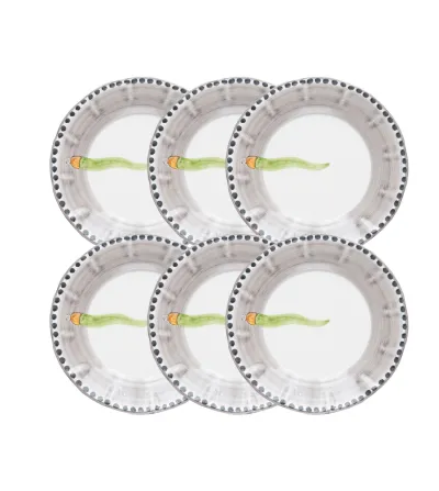 Juego de 6 Platos Hondos con Cuerno Verde - Wftb