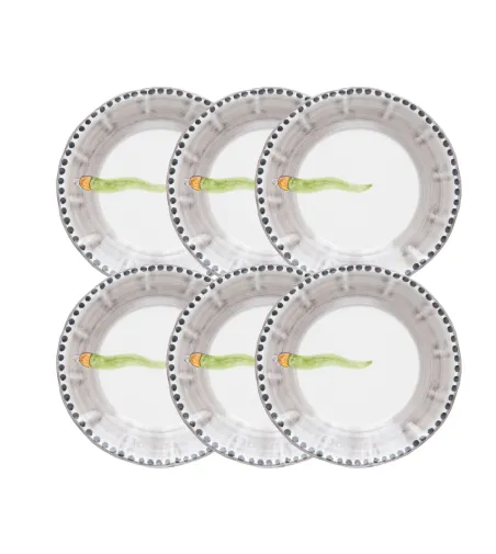 Set 6 Piatti Fondi con Corno Verde - Wftb