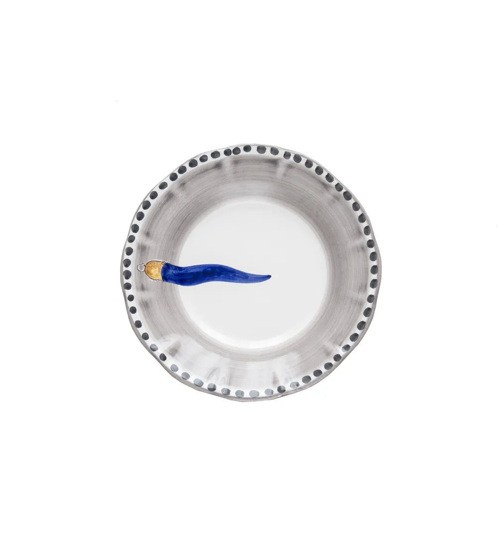 Set 6 Piatti Fondi con Corno Blu - Wftb