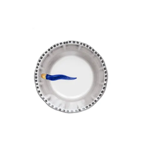 Set 6 Piatti Fondi con Corno Blu - Wftb