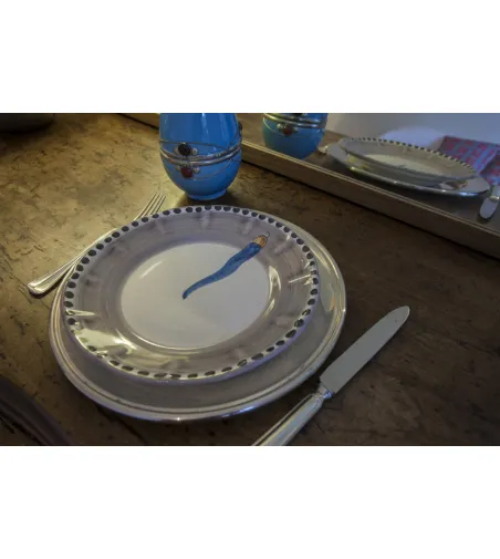 Set 6 Piatti Frutta con Corno Azzurro - Wftb