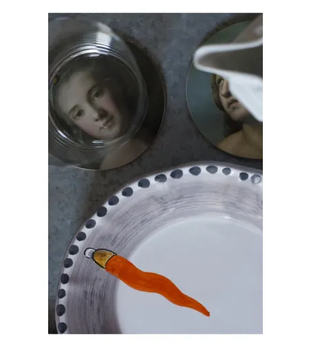 Juego de 6 Platos de Postre con Cuerno Naranja - Wftb