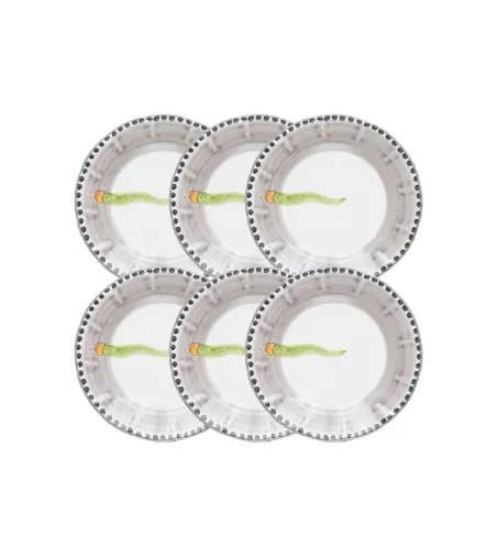Set 6 Piatti Frutta con Corno Verde - Wftb