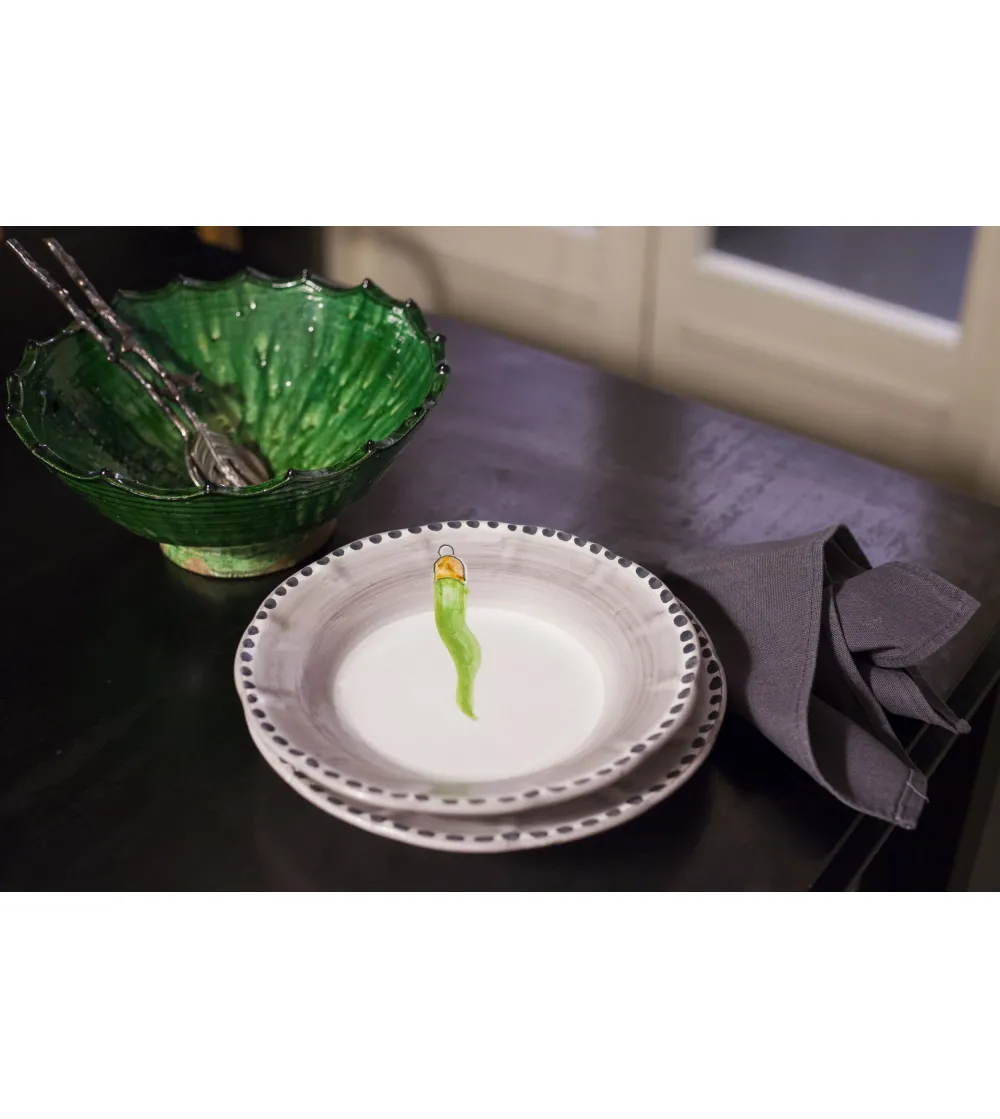 Set 6 Piatti Frutta con Corno Verde -...