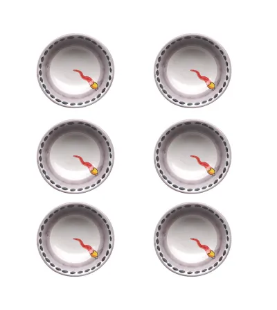 Set 6 Ciotole Grandi con Corno Rosso - Wftb