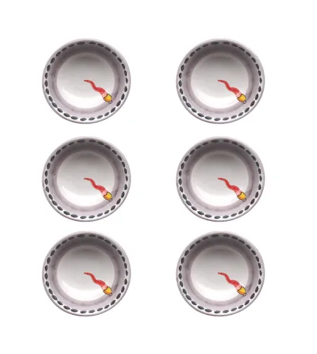 Set 6 Ciotole Grandi con Corno Rosso - Wftb