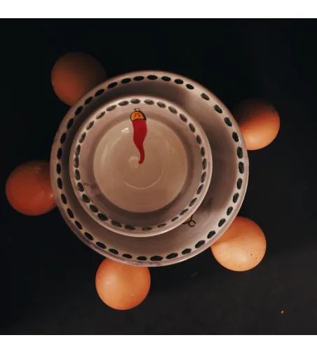 Set 6 Ciotole Grandi con Corno Rosso - Wftb