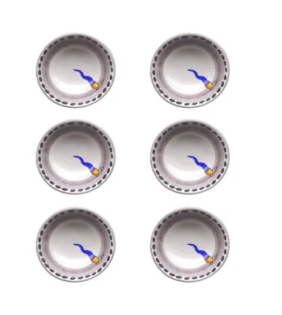 Ensemble de 6 Bols Moyens avec Corne Bleu - Wftb