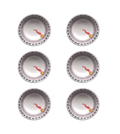 Wftb - Set mit 6 kleinen Schüsseln mit rotem Horn