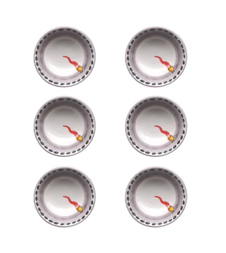 Set 6 Ciotole Piccole con Corno Rosso - Wftb