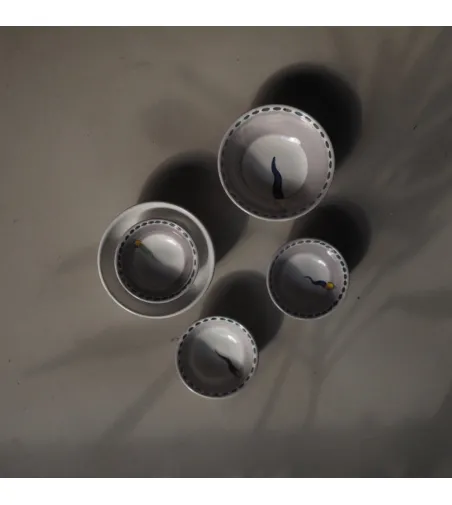 Ensemble de 6 Bols Petits avec Corne Rouge - Wftb