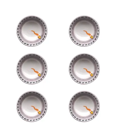 Wftb - Set mit 6 kleinen Schüsseln mit orangefarbenem Horn