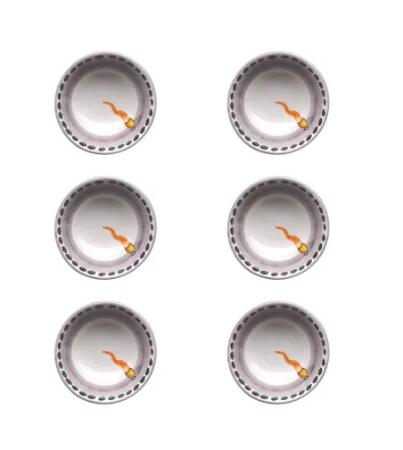 Wftb - Set of 6 Small Bowls with Orange Horn