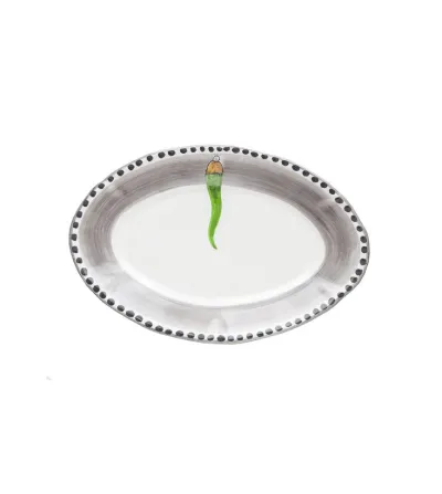 Wftb - Large Oval Tray with Green Horn