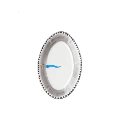 Piatto Ovale Piccolo con Corno Azzurro - Wftb