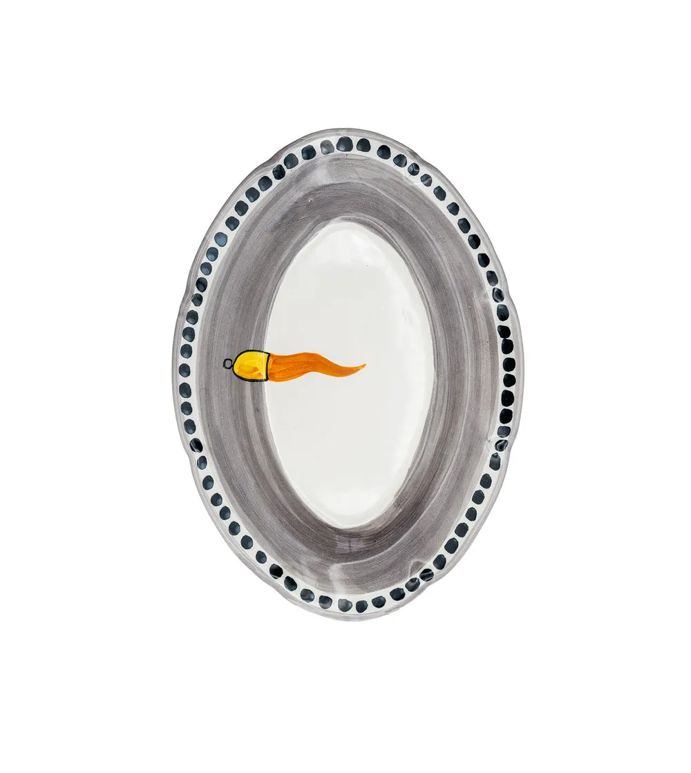 Wftb - Small Oval Tray with Orange Horn