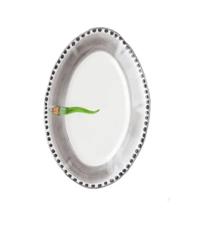 Wftb - Small Oval Tray with Green Horn