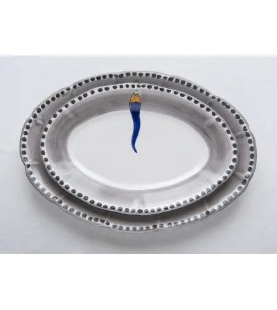 Piatto Ovale Piccolo con Corno Blu - Wftb 2