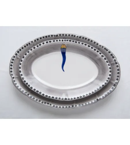 Plateau Petit Ovale avec Corne Bleu - Wftb